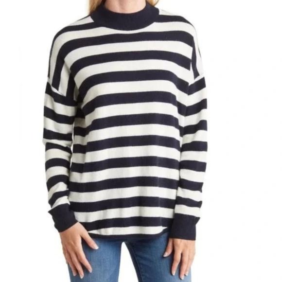Madewell Ashbury Mockneck Sweater Dark Indigo Wool Alpaca Blend - Picture 1 of 10